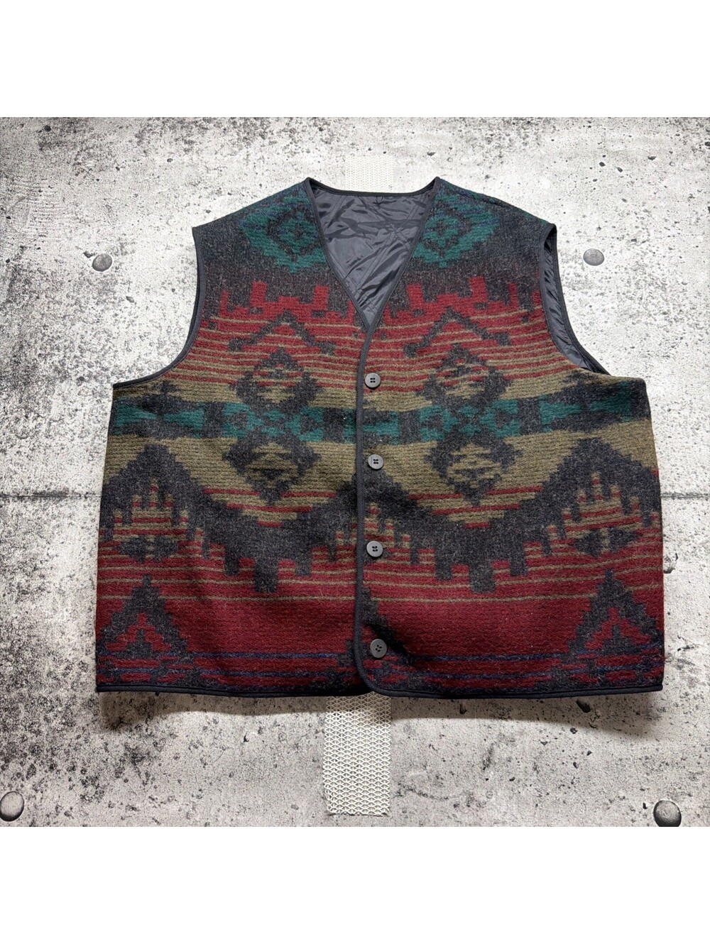 Woolrich Southwestern Print Wool Vest Size Large Made in USA